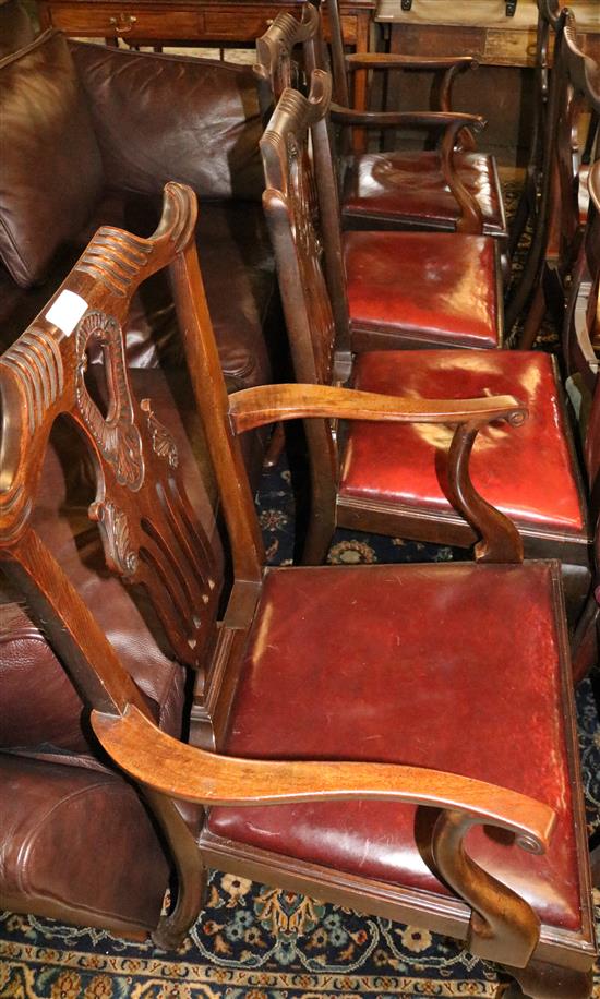 Set 6 Chippendale revival chairs